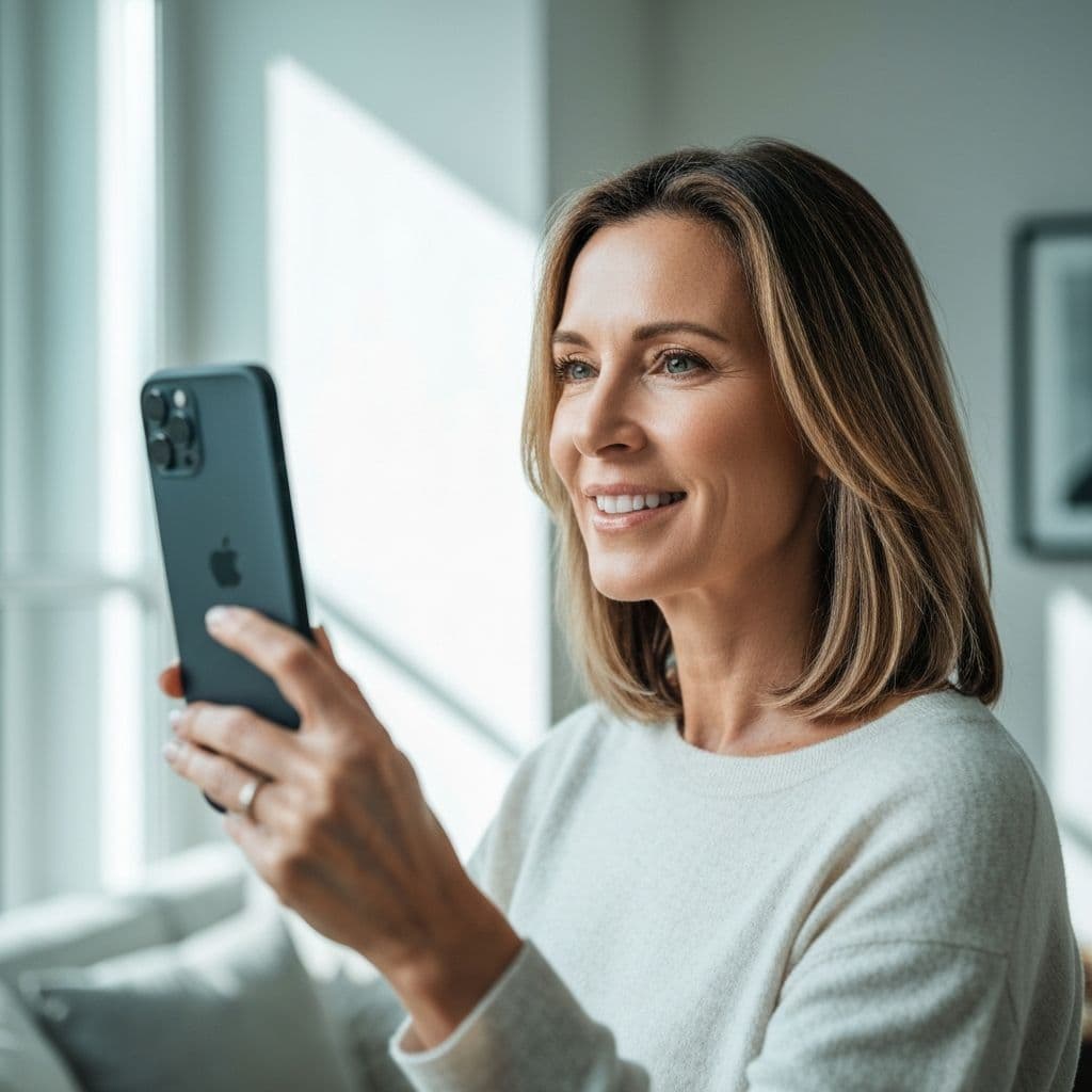 Friendly doctor consulting a patient over a video call on her iPhone